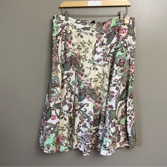 Grace Elements size Large Linen Blend Floral A-Line Skirt - Picture 2 of 9
